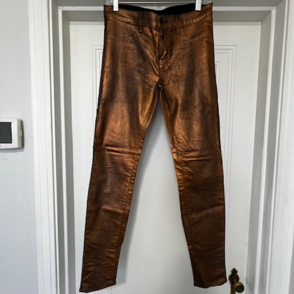 J BRAND Bronze Skinny Pant, Size 30, Metallic Bronze
